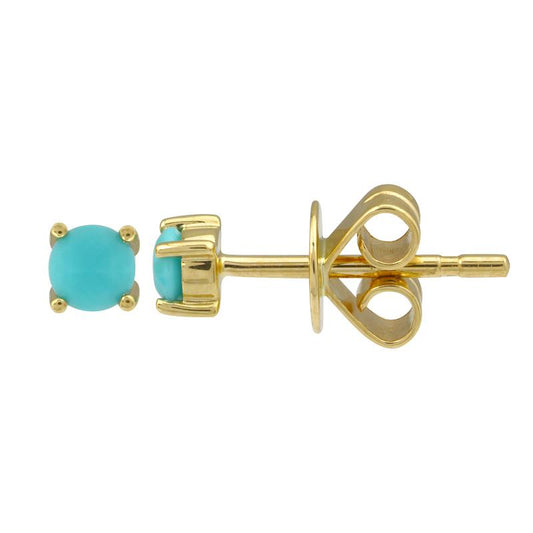 14k Yellow Gold Turquoise Prong Set Stud Earrings