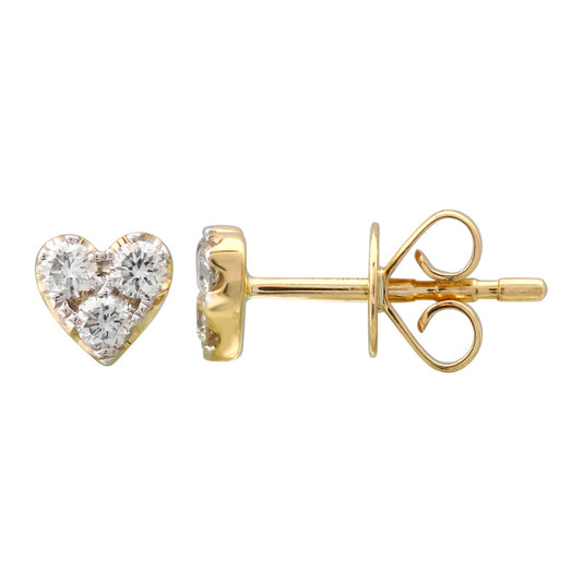 14k Yellow Gold Heart Diamond Stud Earrings 5mm