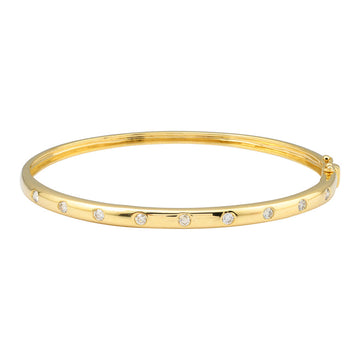 14k Yellow Gold Inlay Diamond Bangle 5mm