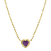 14k Yellow Gold Mini Amethyst Bezel Heart Necklace .25ctw