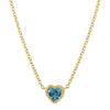 14k Yellow Gold Mini Blue Topaz Bezel Heart Necklace .35ctw