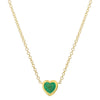 14k Yellow Gold Mini Emerald Bezel Heart Necklace .25ctw
