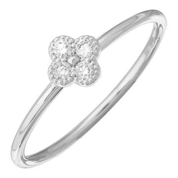 14k White Gold Mini Diamond Clover Ring