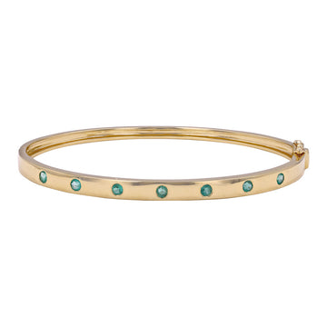 14k Yellow Gold Emerald Inlay Bangle .50ctw
