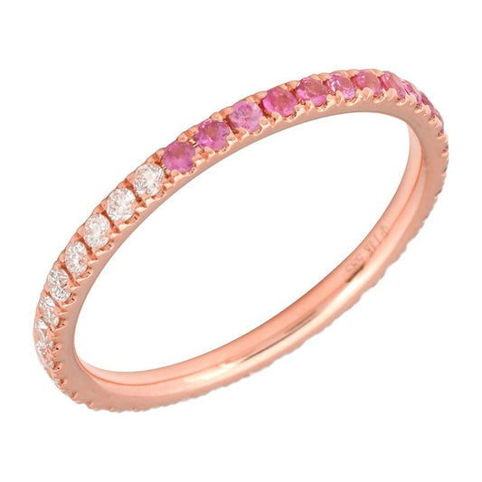 14k Rose Gold Half Pink Sapphire & Half Diamond Eternity Band