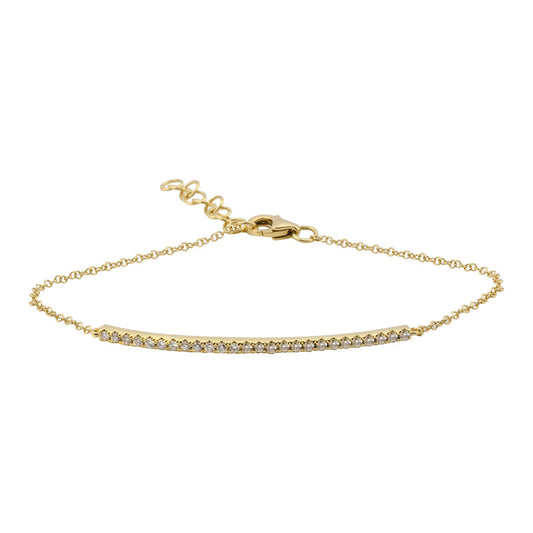 14k Yellow Gold Curved Diamond Bar Bracelet