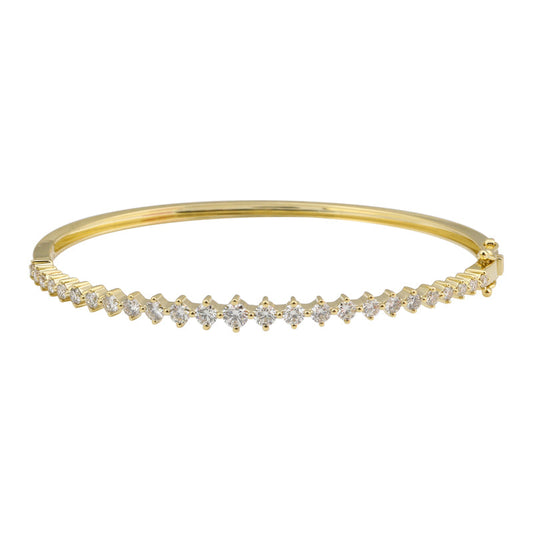 14k Yellow Gold Graduated Shared Prong Diamond Bangle