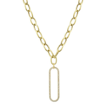 14k Yellow Gold Diamond Link Chain Necklace