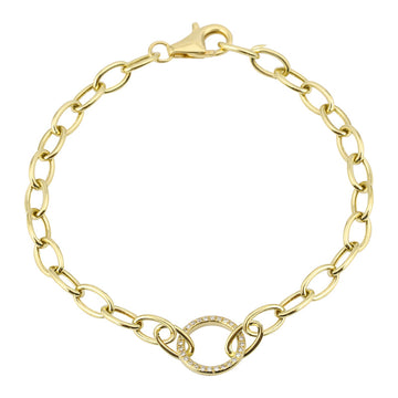 14k Yellow Gold Diamond Circle Link Bracelet