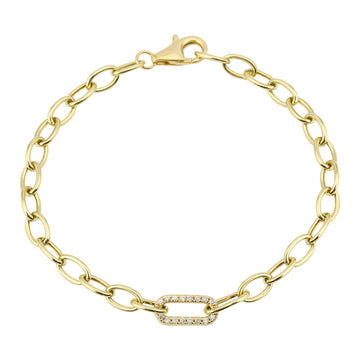 14k Yellow Gold Single Diamond Link Bracelet