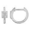 14k White Gold 11mm Baguette Halo Diamond Huggie Earrings .20ctw