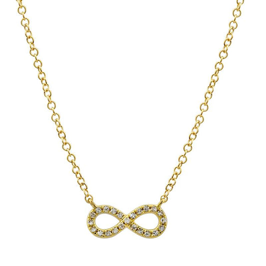 14k Yellow Gold Infinity Diamond Necklace