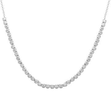 14k White Gold Crown Prong Diamond Tennis Chain Necklace