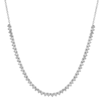 14k White Gold 3 Prong Halfway Diamond Tennis Chain Necklace 1.00ctw