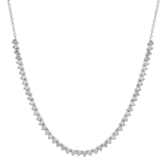 14k White Gold 3 Prong Setting Diamond Tennis Chain Necklace