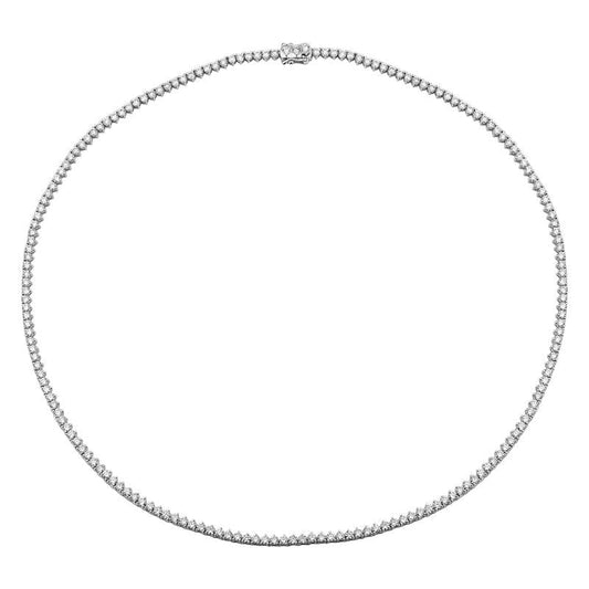 14k White Gold 3 Prong Diamond Tennis Necklace 4.20ctw