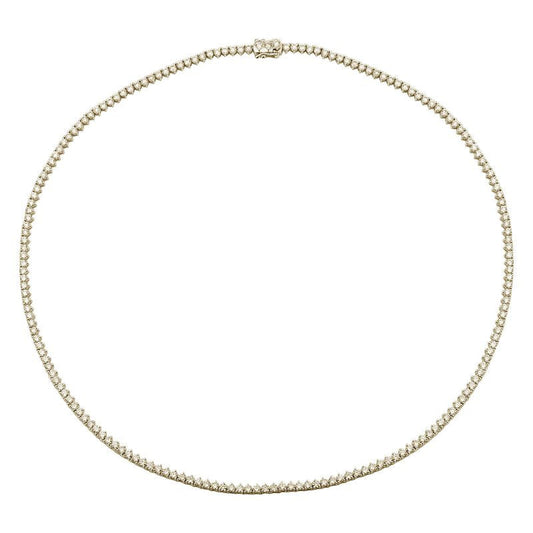 14k Yellow Gold 3 Prong Diamond Tennis Necklace 4.20ctw