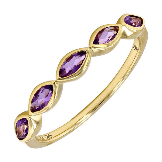 14k Yellow Gold Marquise Amethyst Ring