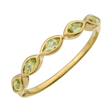 14k Yellow Gold Marquise Peridot Ring