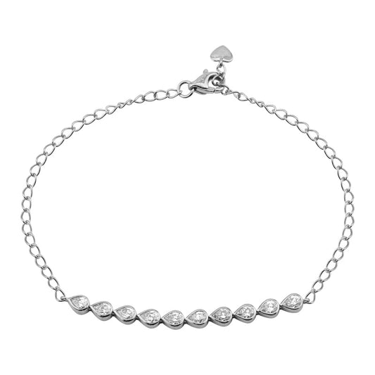 14k White Gold Bezel Set Pear Shape Diamond Bracelet