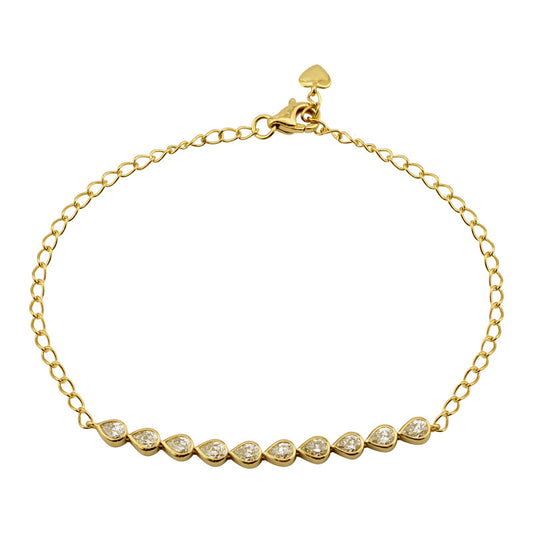 14k Yellow Gold Bezel Set Pear Shape Diamond Bracelet