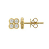 14k Yellow Gold Mini 5.5mm Diamond Clover Stud Earrings .35ctw