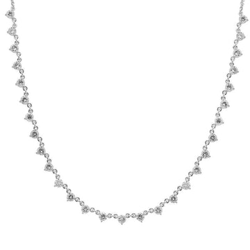 14k White Gold 3 Prong Round Diamond Chain Necklace