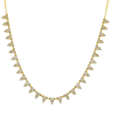 14k Yellow Gold Illusion Pear Shape Diamond Double Chain Necklace