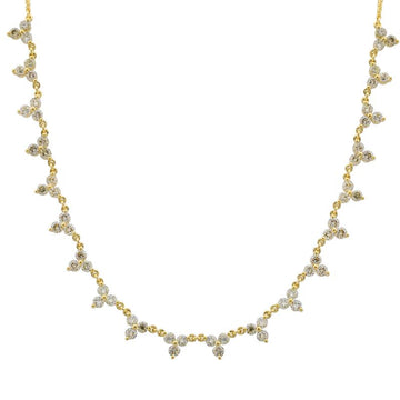 14k Yellow Gold Trio Diamond Tennis Chain Necklace