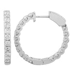 14k White Gold Inside Out Diamond Hoop Earrings 23mm