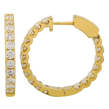 14k Yellow Gold Inside Out Diamond Hoop Earrings 23mm / 2.00ctw