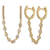 14k Yellow Gold Double Huggie Diamond Chain Earrings .60ctw