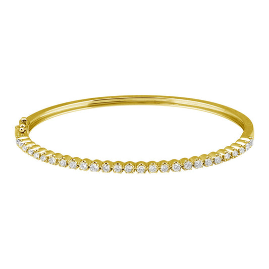 14k Yellow Gold Shared Prong Diamond Bangle 3.1mm