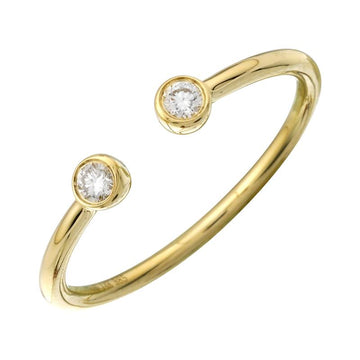 14k Yellow Double Diamond Bezel Distance Ring