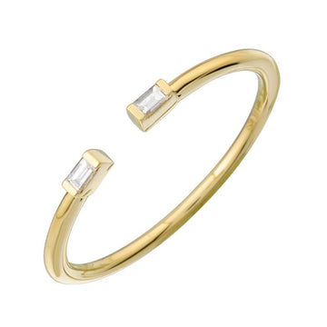 14k Yellow Double Baguette Distance Diamond Ring