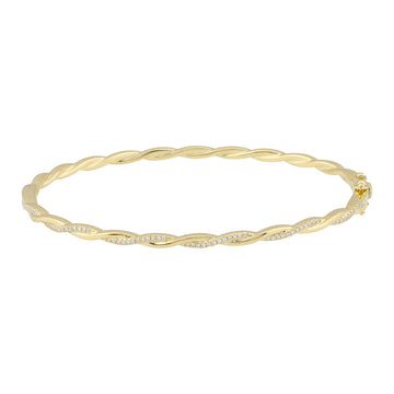 14k Yellow Gold Twist Diamond Bangle .15ctw