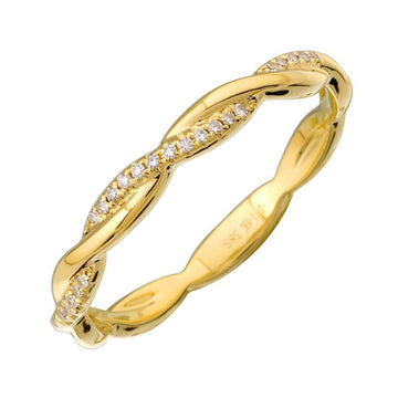 14k Yellow Gold Infinity Twist Diamond Ring