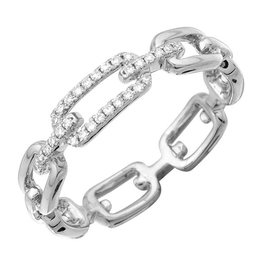 14k White Gold Link Diamond Ring