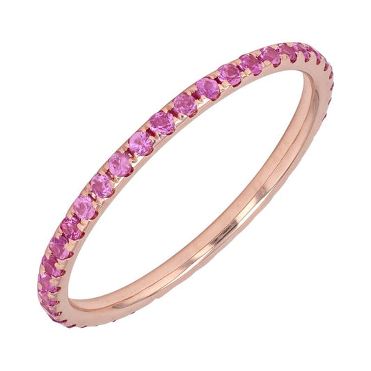 14k Rose Gold Pink Sapphire Eternity Band