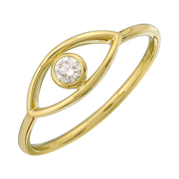 14k Yellow Gold Open Evil Eye Diamond Ring