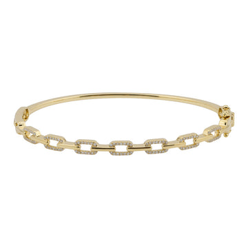 14k Yellow Gold Halfway Link Diamond Bangle