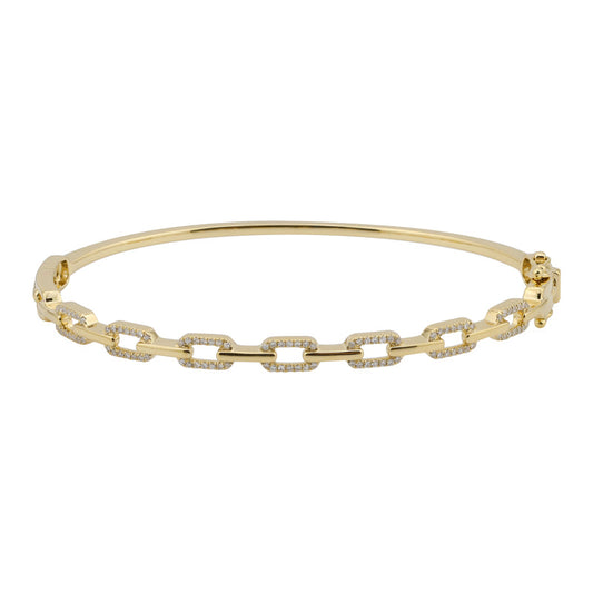 14k Yellow Gold Halfway Link Diamond Bangle