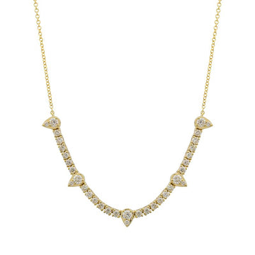 14k Yellow Gold Classic 4 Prong & Pear Shape Diamond Tennis Chain Necklace