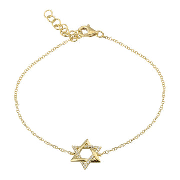 14k Yellow Gold Star of David Diamond Bracelet