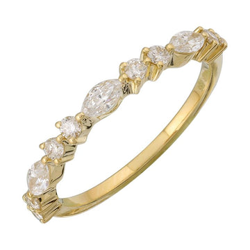 14k Yellow Gold Marquise & Round Diamond Ring