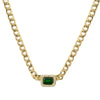 14k Yellow Gold Emerald Diamond Halo Cuban Link Choker Necklace .60ctw
