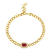 14k Yellow Gold Ruby Diamond Halo Cuban Link Bracelet .65ctw