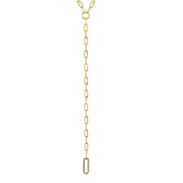 14k Yellow Gold Diamond Link Lariat Necklace