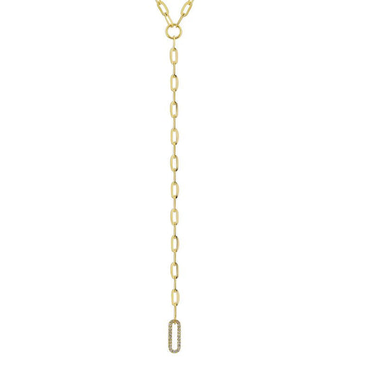 14k Yellow Gold Diamond Link Lariat Necklace