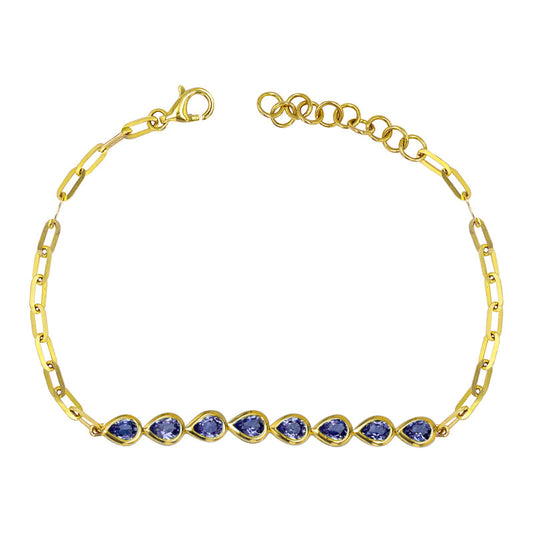 14k Yellow Gold Pear Shape Lolite Link Bracelet